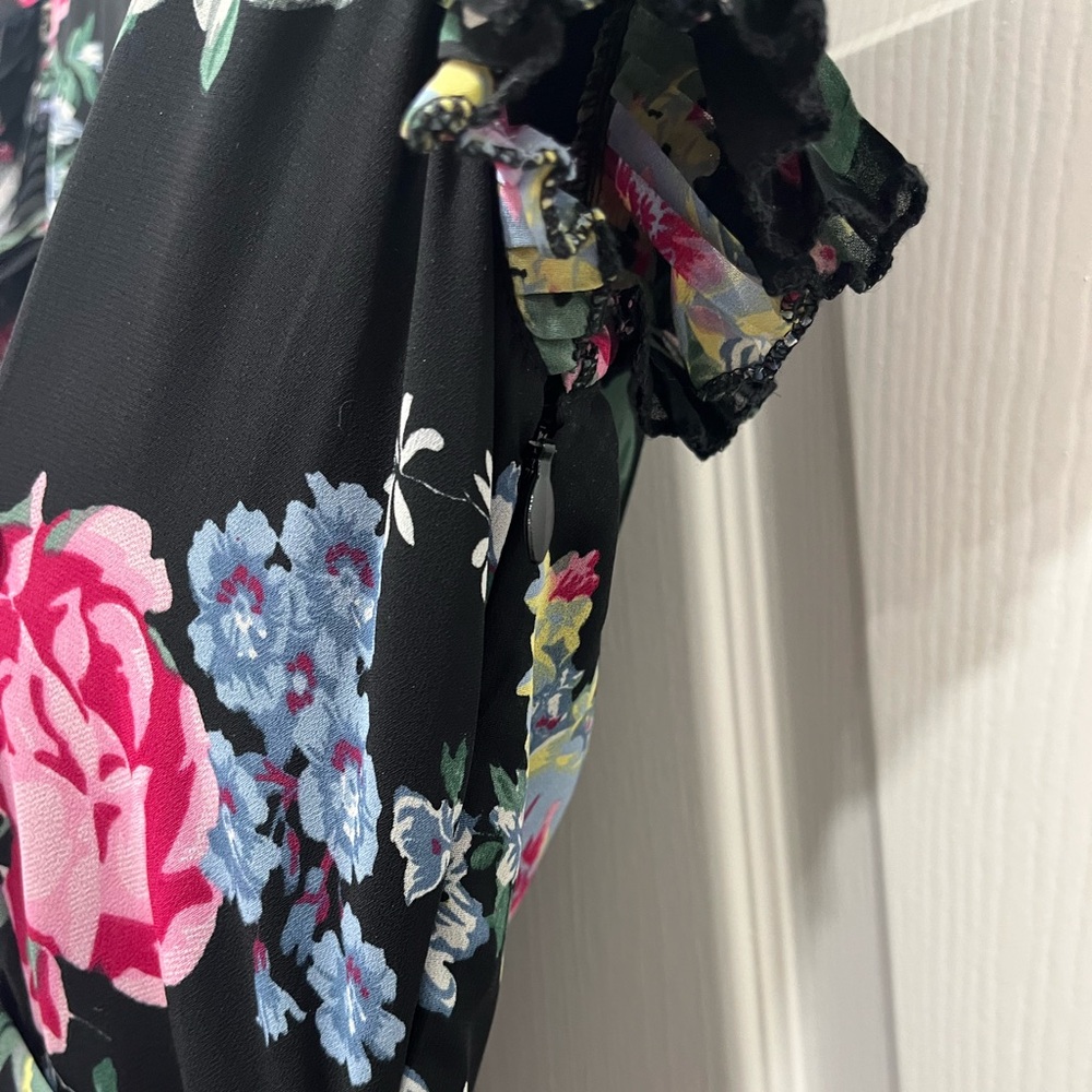 ASOS Black Floral Maxi Dress with Pink and Green Accents - Picture 3 of 9